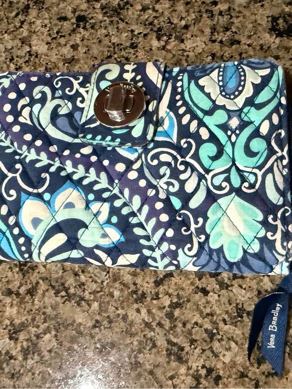 Vera Bradley Navy & Teal Quilted RFID Turlock Wallet